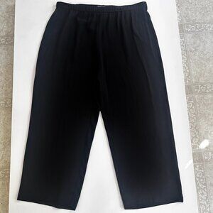 Eileen Fisher Capri Black SZ M Silk Georgette Pull on Pants